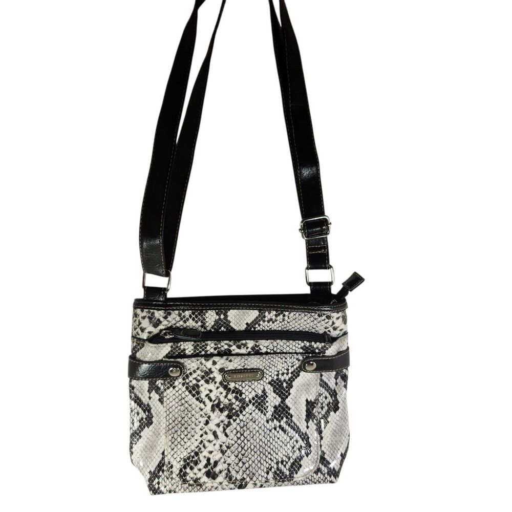 Rosetti Faux Snakeskin Animal Print Black Silver Purse Handbag